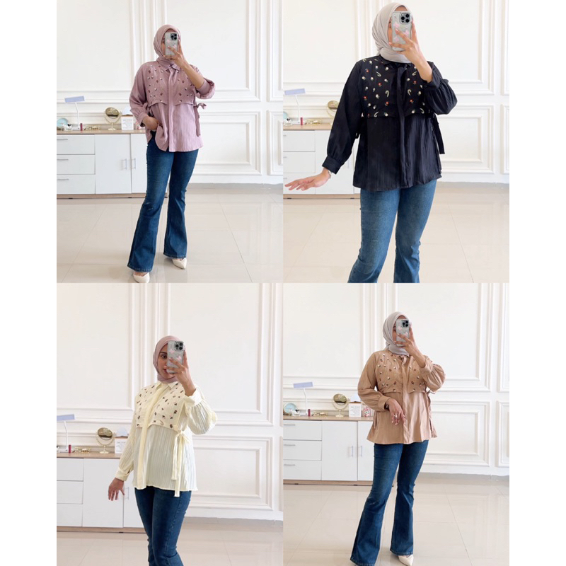 MACA BLOUSE || ATASAN TERBARU WANITA VIRAL || KEMEJA IKAT SAMPING MOTIF BUNGA LUCU || ATASAN BLOUSE 