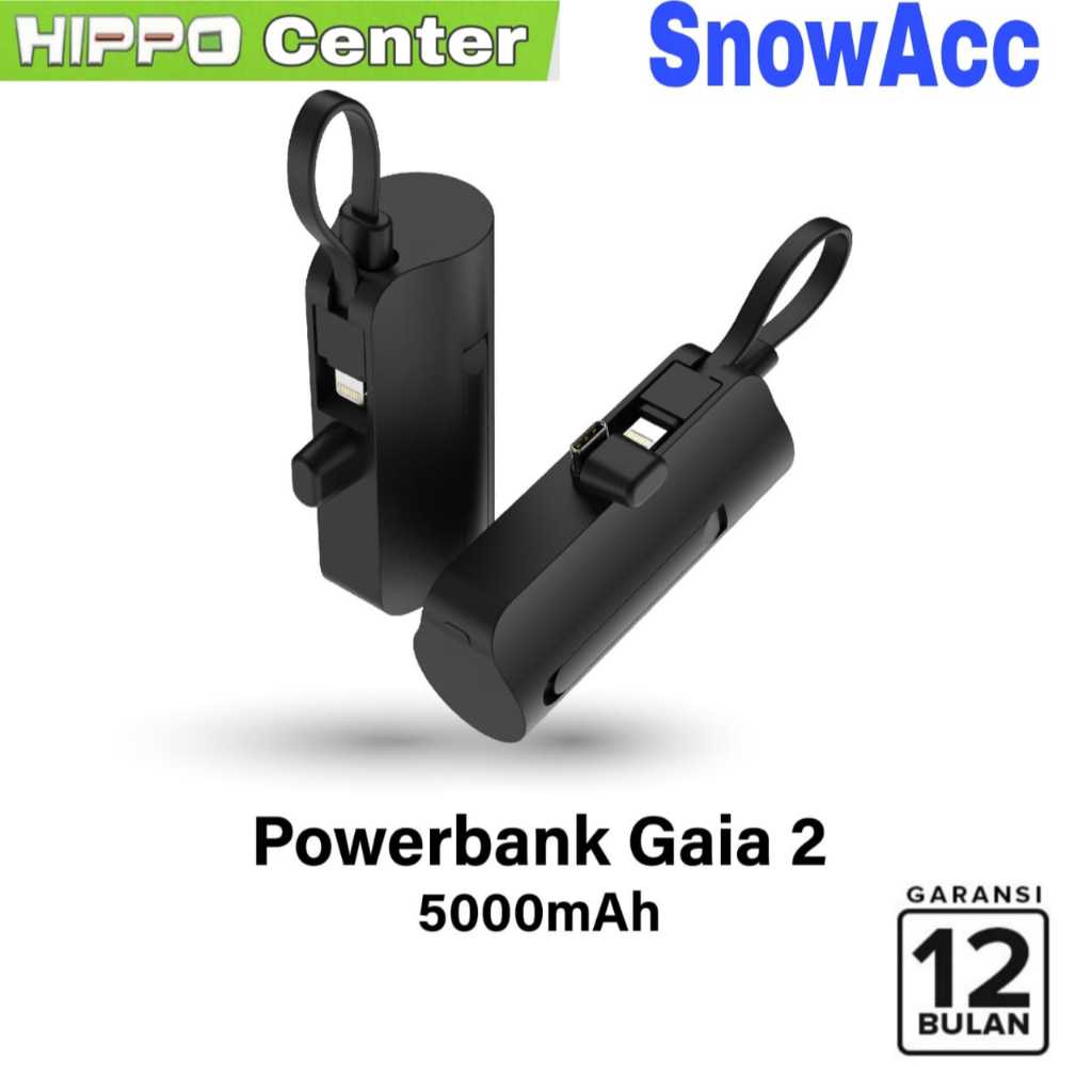 Hippo Powerbank Gaia2 5000mAh Hitam Dengan Stand