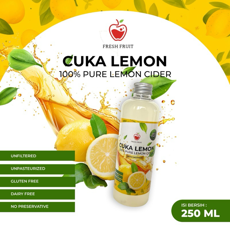 

Cuka Lemon Organic 250ml With Mother - Cuka Lemon Alami - 100% Pure Lemon Cider - Cuka Lemon Original