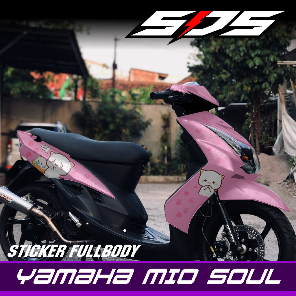 Sticker Motor Full Body Mio Soul Karbu/Lama - Stiker Dekal Striping Variasi Mio Soul Kucing Lucu