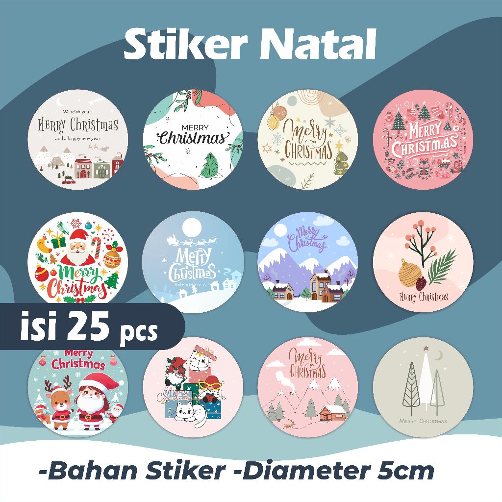 

Stiker toples natal bulat - sticker christmas - stiker kue natal