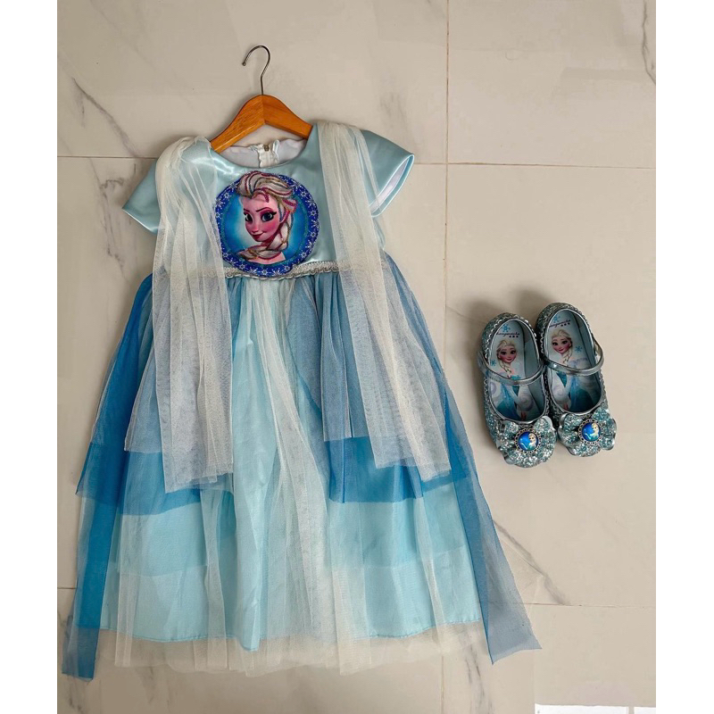 PRELOVED DRESS FROZEN ELSA & SEPATU FROZEN ELSA (DAPAT 2)