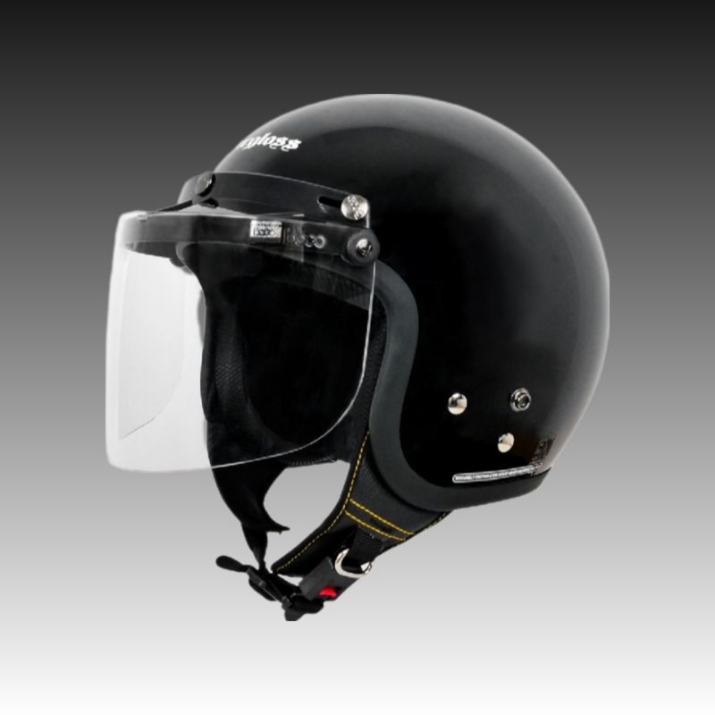 Helm Cargloss Warna Hitam Glossy Dewasa Kaca Datar SNI