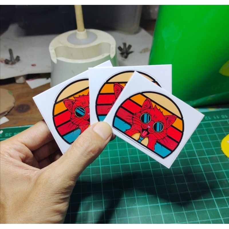 

stiker print kucing warna warni sticker murah lucu
