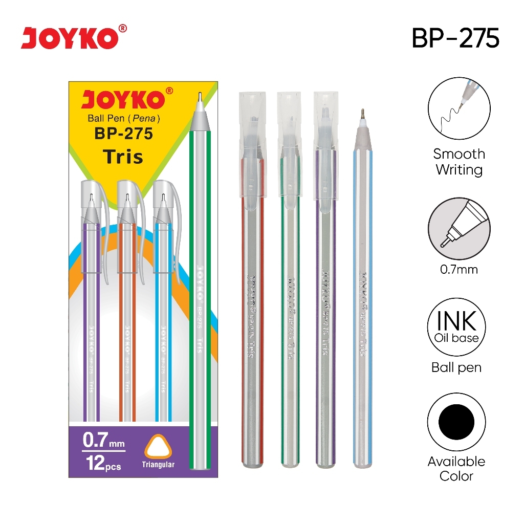 

Pulpen Joyko BP-275 Tris Hitam / Pena / Pen / Ball Pen / Bolpoin / Alat Tulis Sekolah