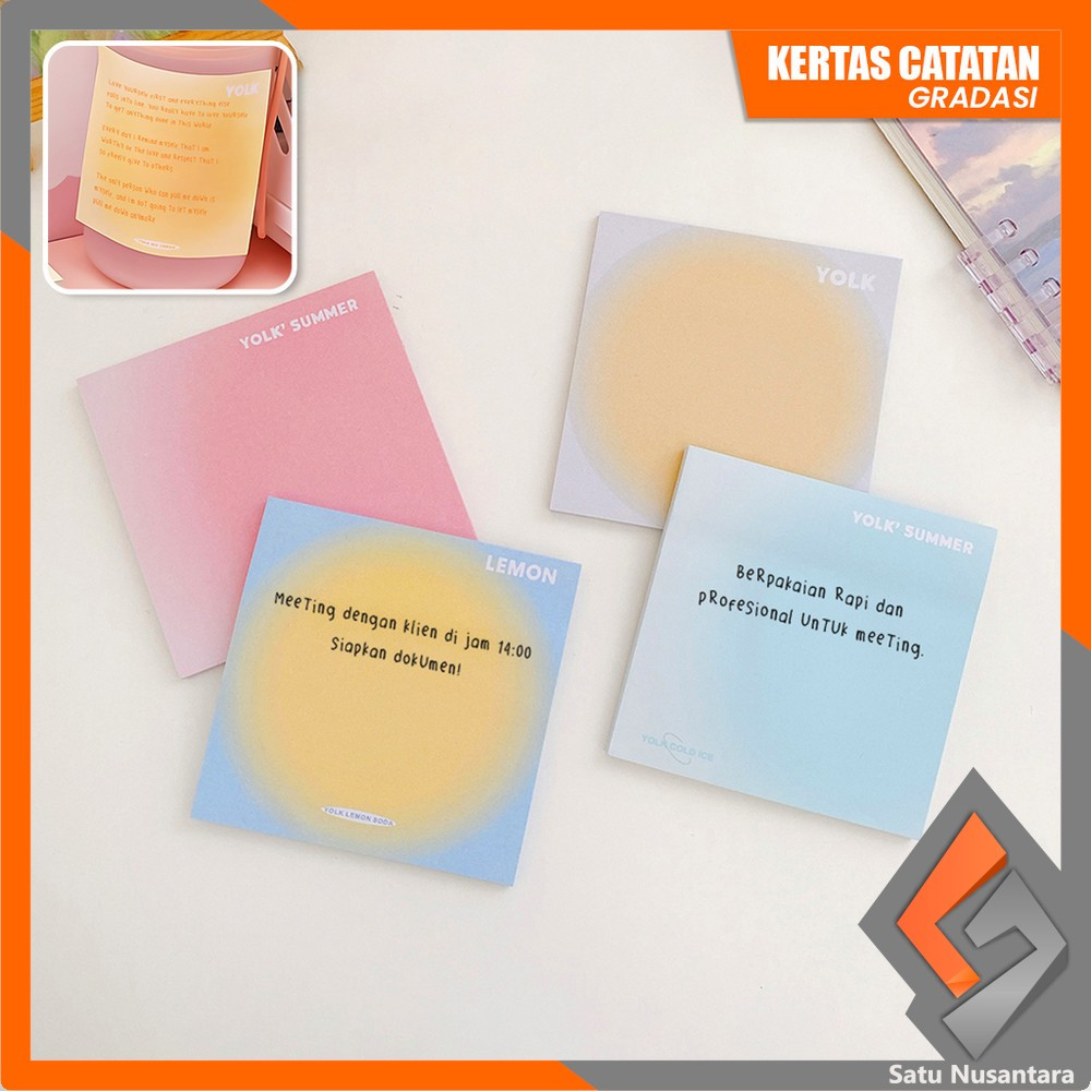 

SN-A102 Sticky Notes Gradasi Polos Isi 50 Lembar Alat Tulis Kantor Sekolah / Memo Tempel Persegi Gradasi Tempelan Kertas Catatan Memo