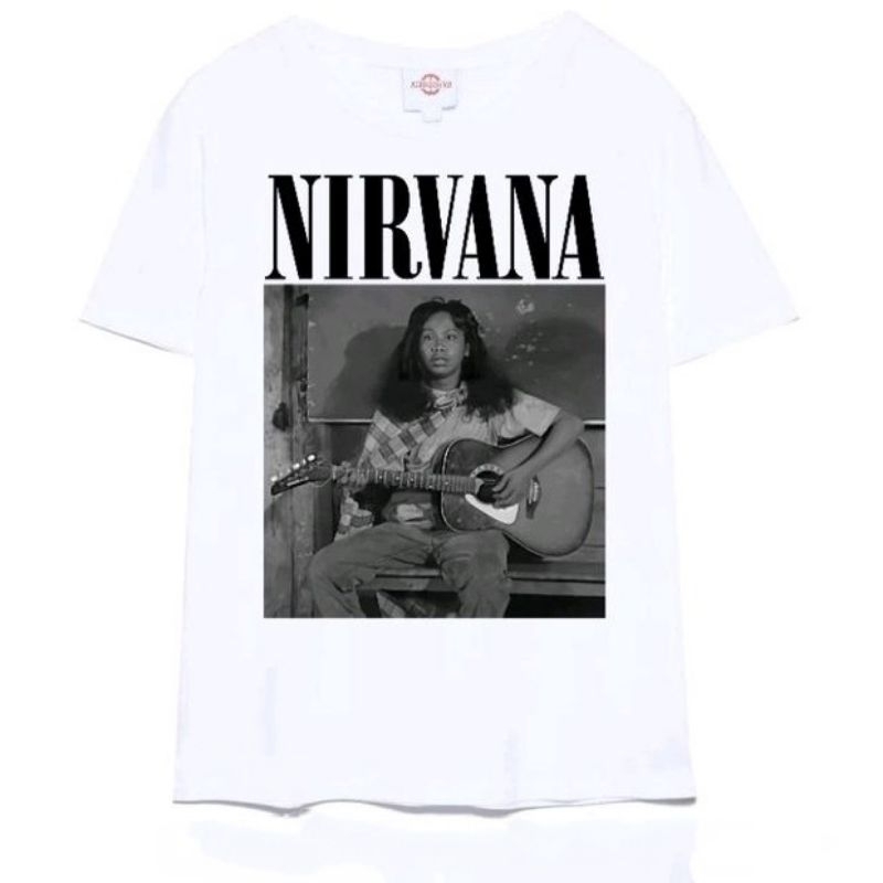 KAOS NIRVANA MANDRA PUTIH Premium tshirt kurt cobain KAOS band rock grunge metal TSHIRT MUSIK