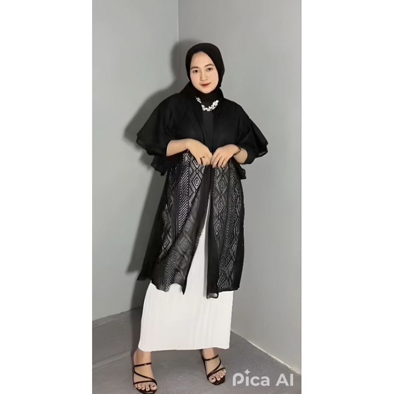 Outer Tunik Kondangan/Outer Kondangan Wanita/Outfit Kondangan Tangan Ruffel