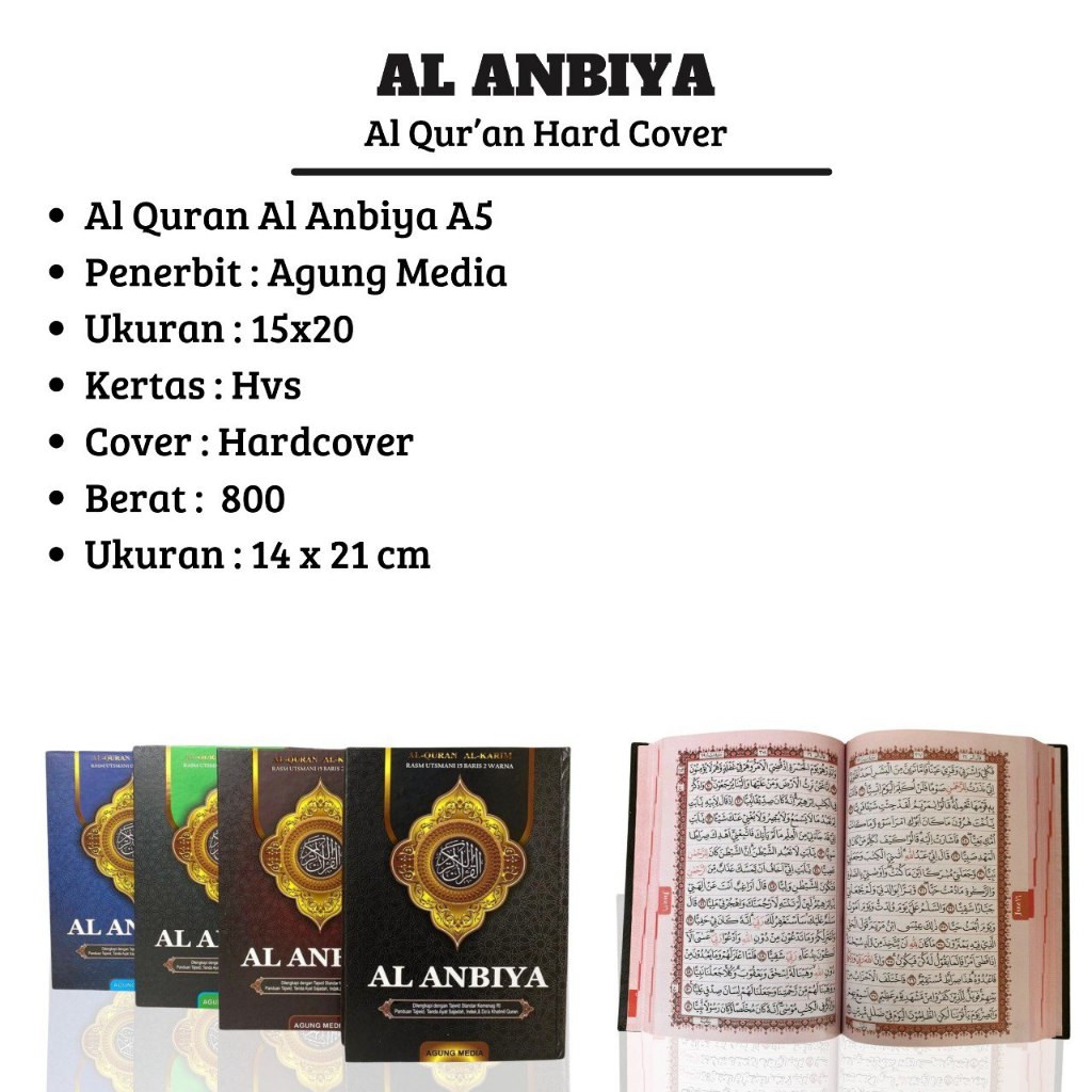 Al Quran Anbiya A5, Alquran Tanpa Terjemahan A5, Al Quran Non Terjemah, Quran Sedang