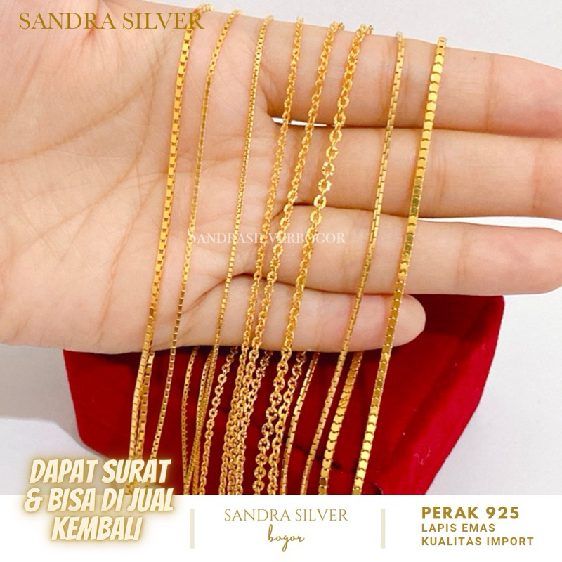 Kalung Perak 925 lapis emas gold- kalung dewasa perak 925