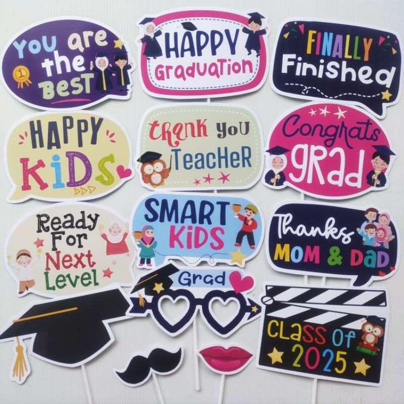 RB READY STOCK ONLY TEMA GRADUATION SANTRI ANAK MUSLIM HARI GURU SEKOLAH - AKSESORIS FOTO PROPS