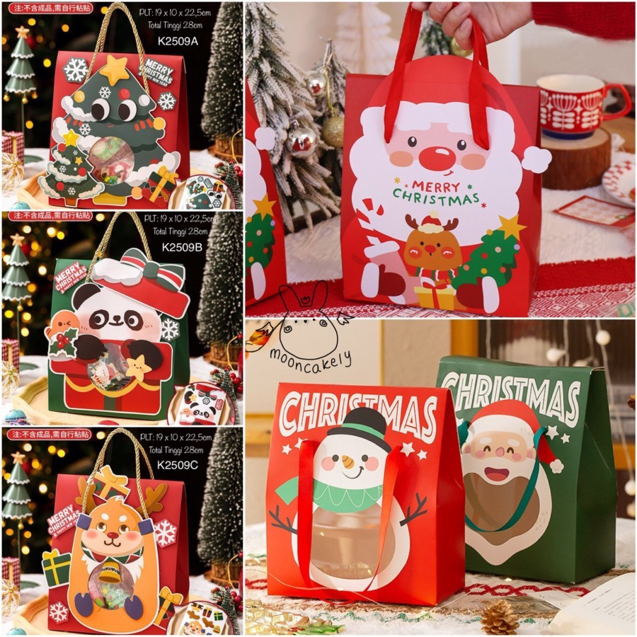 

(10pcs) Kotak Tas Toples Natal| K2509 dus Christmas Paper Bag Hampers