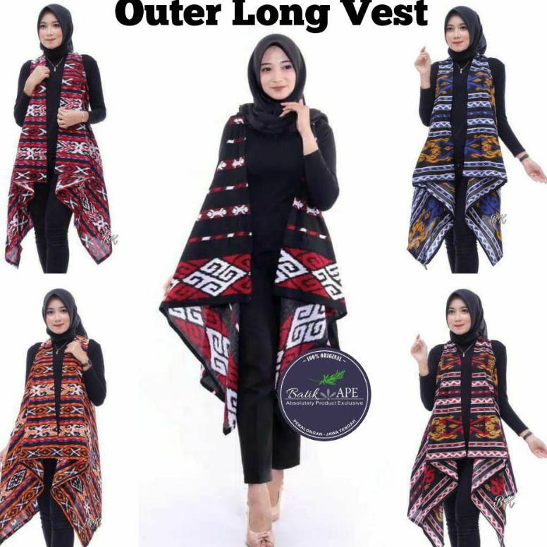 KODE P59Y OUTERWEAR BLAZER OUTER LONG VEST LONGVEST BOLERO PANJANG BATIK MOTIF SONGKET TENUN MODERN 
