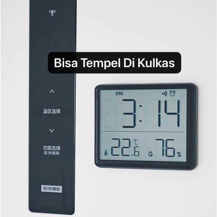 JD-8218 Putih Jam Digital Meja Jam Kulkas Alarm Suhu Temperatur Kelembapan Ruang Ada Free Baterai