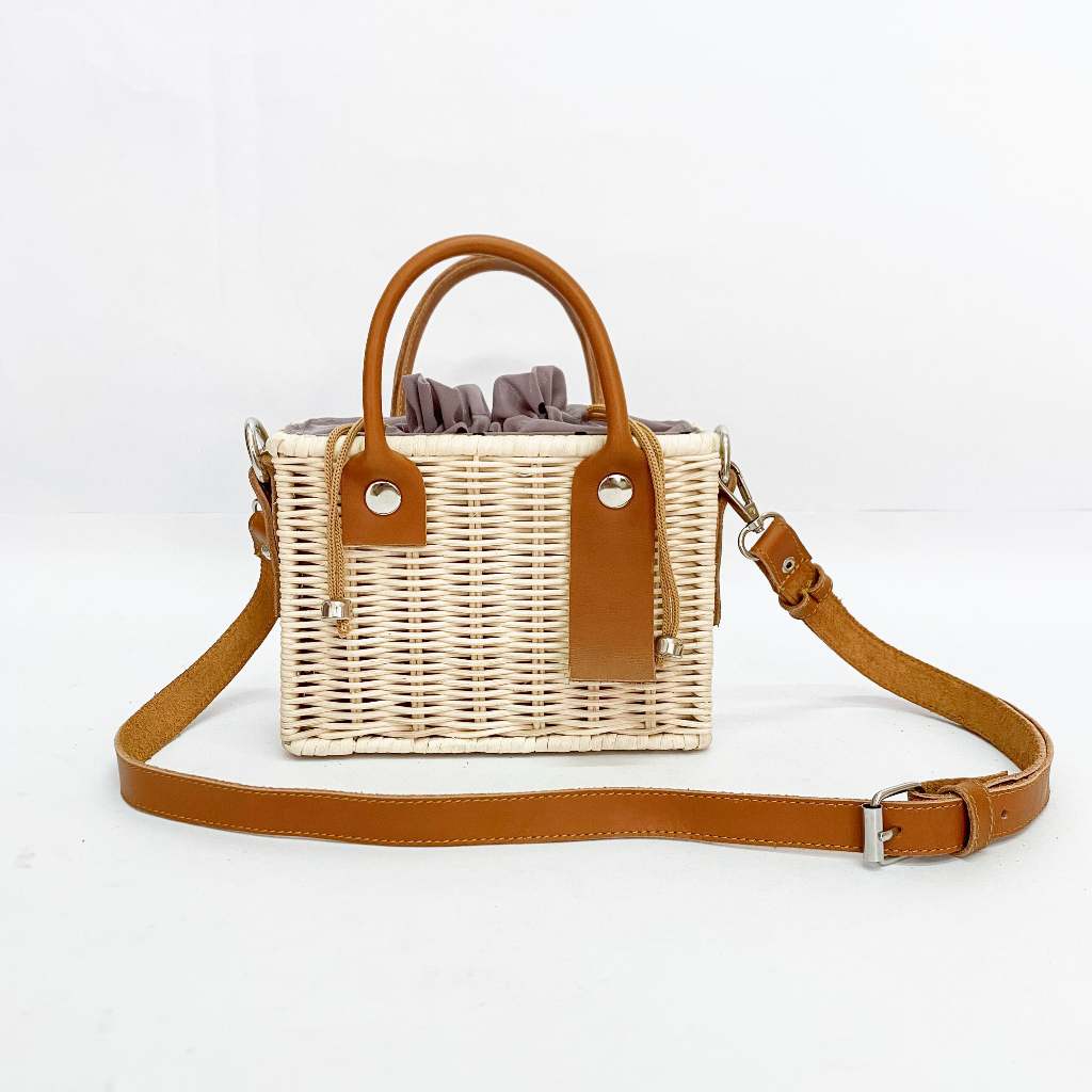 PSBN - Elycia Rattan Bag Kulit Asli Tas Rotan Selempang Bahu Sling Bag Mini Trendy