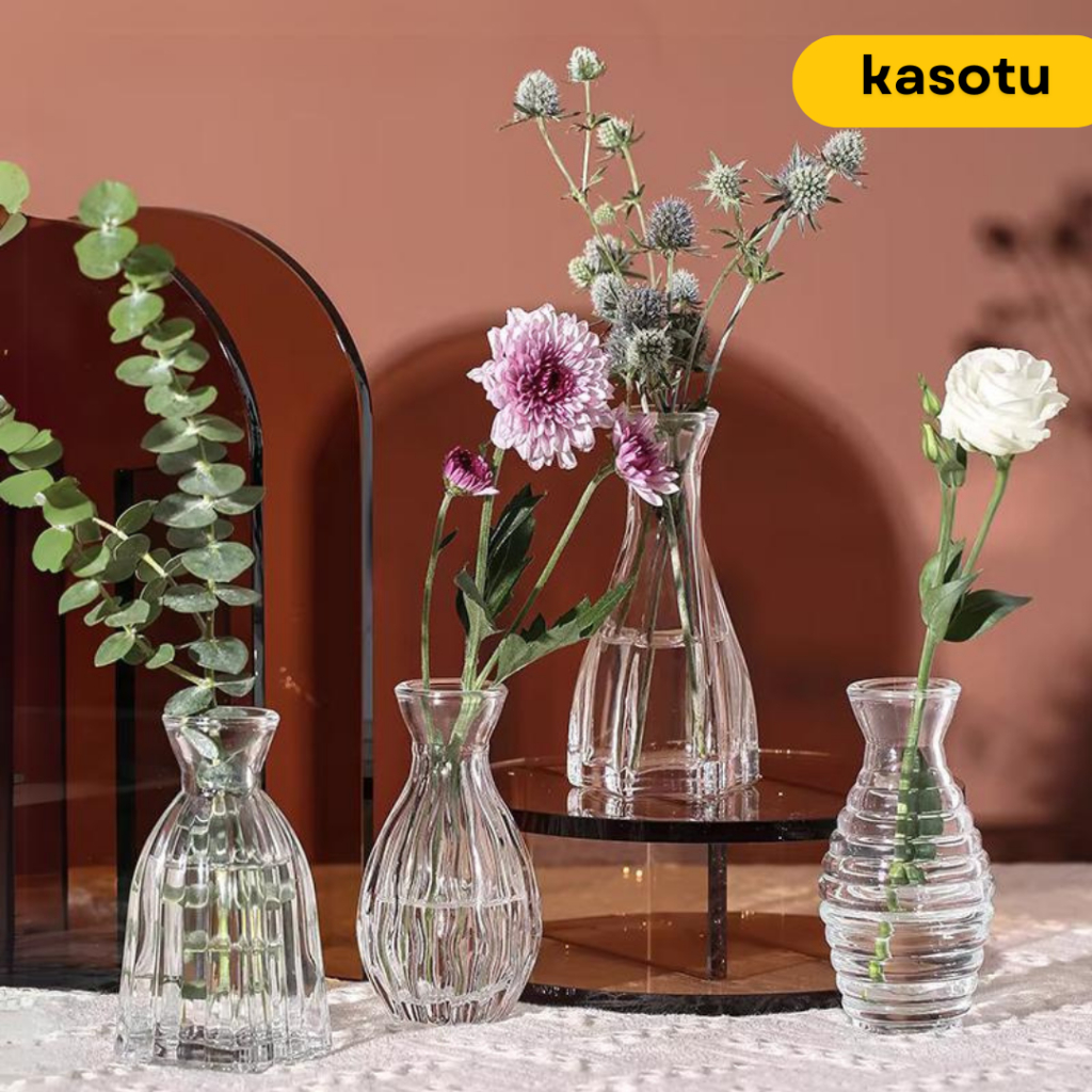 Vas Bunga Tulip Mawar Aesthetic Estetik Meja Ruang Tamu Kaca Plastik Mini Kecil Minimalis Transparan