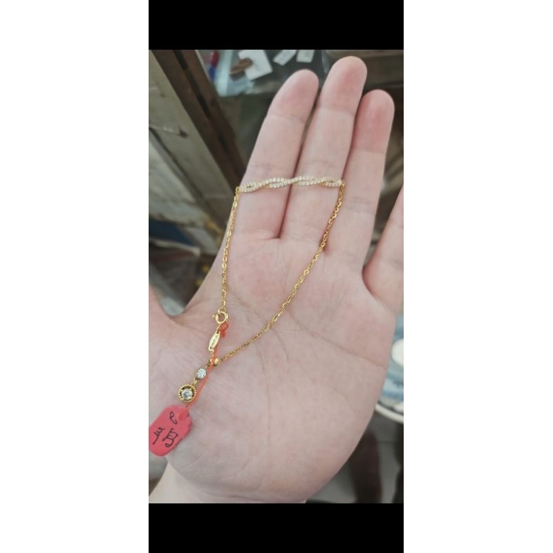 Gelang serut listring mata putih mewah diamond look emas asli 375 murah fashion