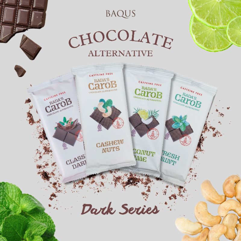 

Rada's Carob - Dark Series 50gr | Coklat Sehat | Caffeine Free | Gluten Free | Vegan | Chocolate Alternative