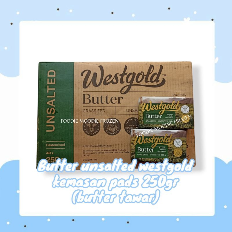 

Butter unsalted westgold kemasan pads 250gr/butter unsalted tawar