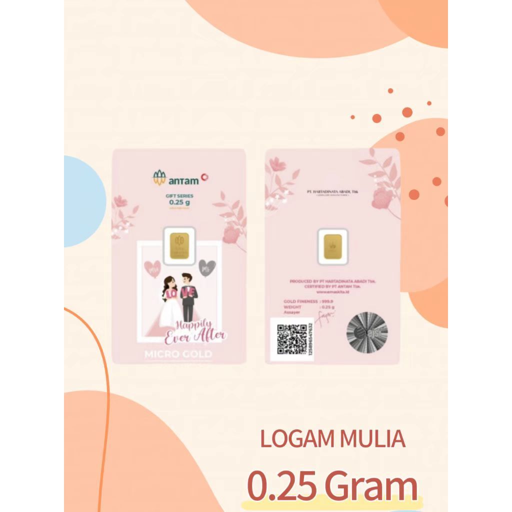 Gold Logam Mulia Antam Press ( LM ) 0.25Gram 0.1GR Wedding Love 0.25 Gram