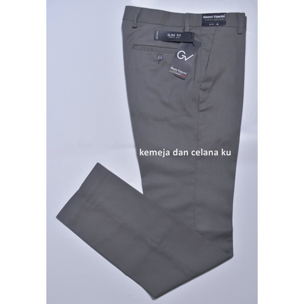 Celana Kerja Formal GIANNI VISENTIN Celana Bahan Abu Slimfit HLT 55 #CelanaMurahBanget