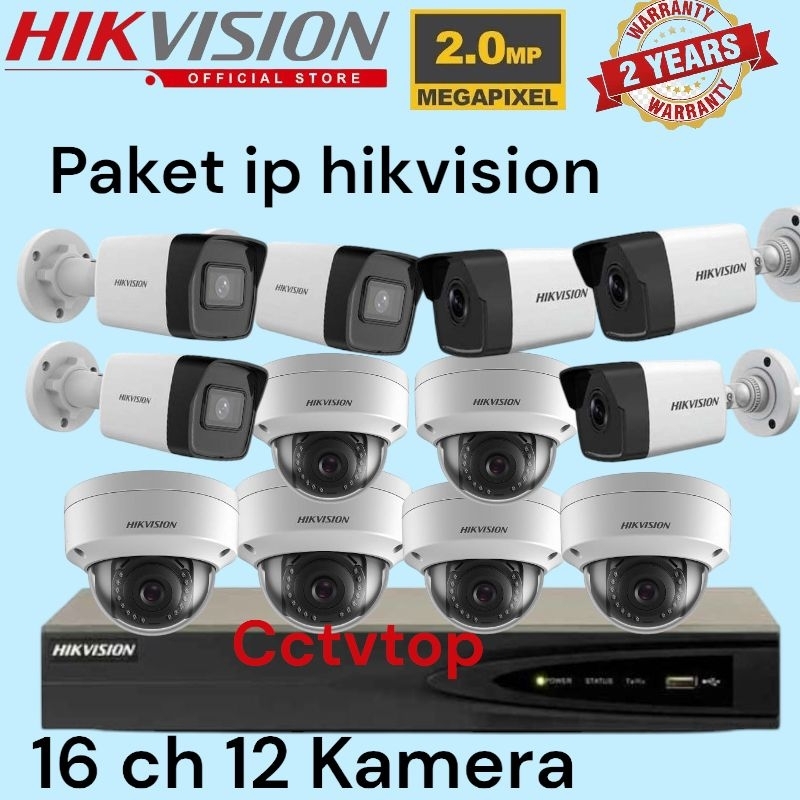 PAKET IP KAMERA HIKVISION POE 16 CH 12 KAMERA 2MP IP KAMERA HIKVISION GARANSI RESMI
