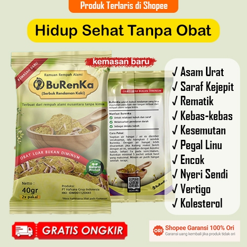 [TERLARIS] Burenka Rendam Kaki Original  Asli | Burenka Serbuk Obat Asam Urat Nyeri Sendi Kebas keba