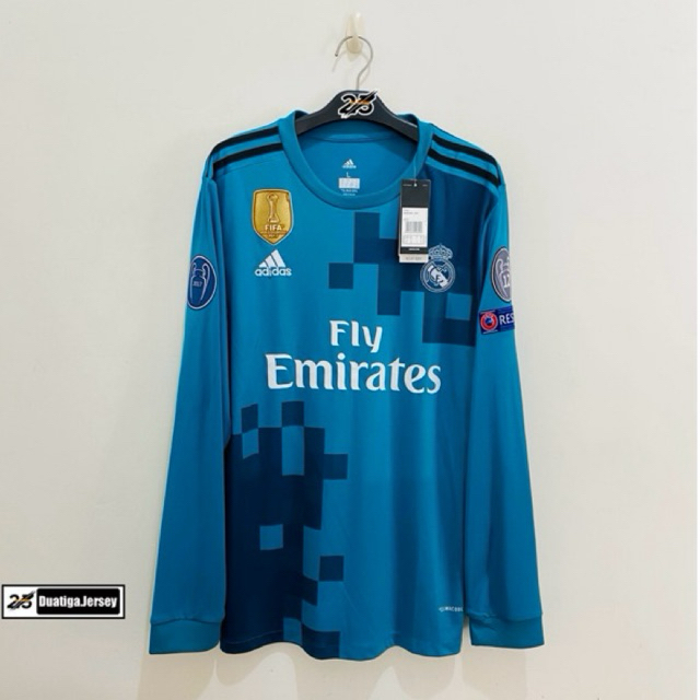 Jersey Real Madrid Third 2017-2018 Long Sleeve Full Patch UCL RONALDO 7