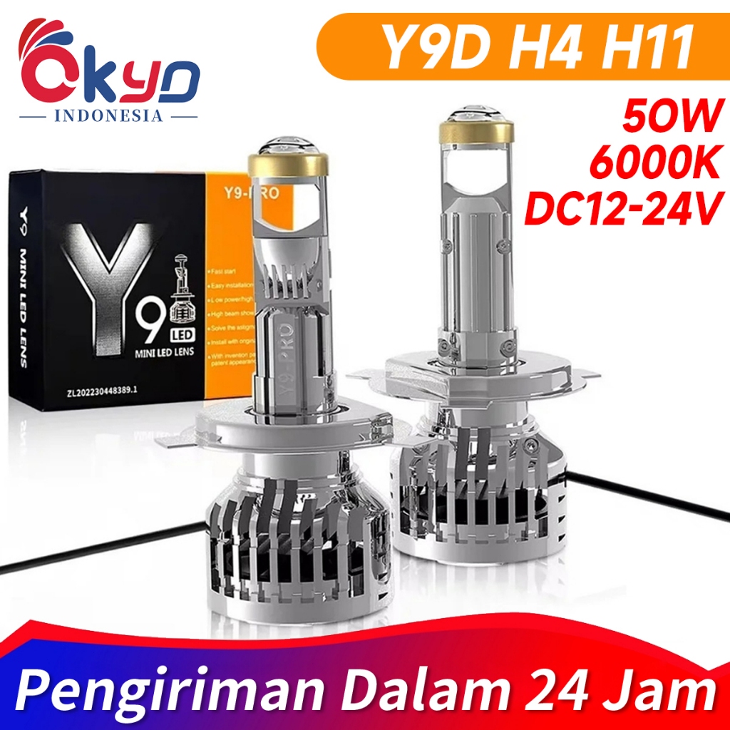 Y9 PRO Lampu Led Mobil H4 H11 Led Mobil Dan Motor H4 60 Watt H11 Fog Lamp Mini Projector Lens Lensa