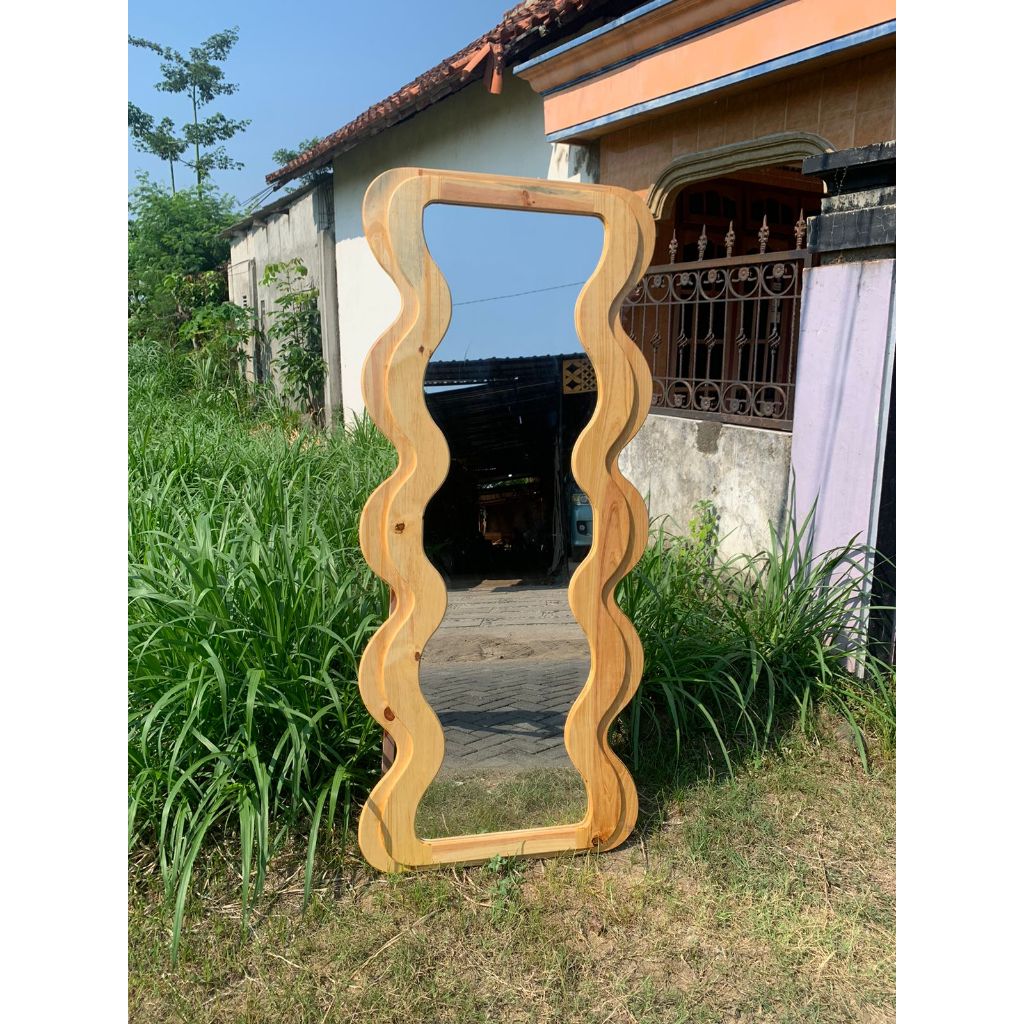 standing mirror aesthetic wave mirror kayu standing mirror kayu full body