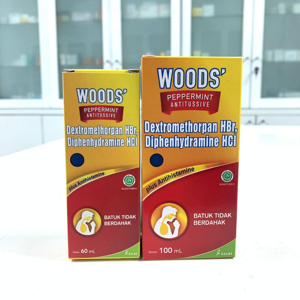 Woods Peppermint Antitussive Sirup 100 & 60 ml (Merah) - Obat Batuk Kering & Pilek