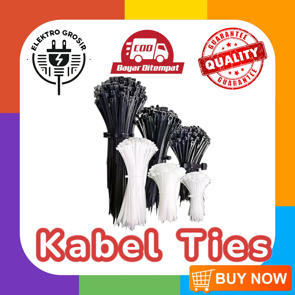 

Kabel ties 7.2X200mm Cable Ties Kabel Tis Hitam Putih Isi 100 pcs