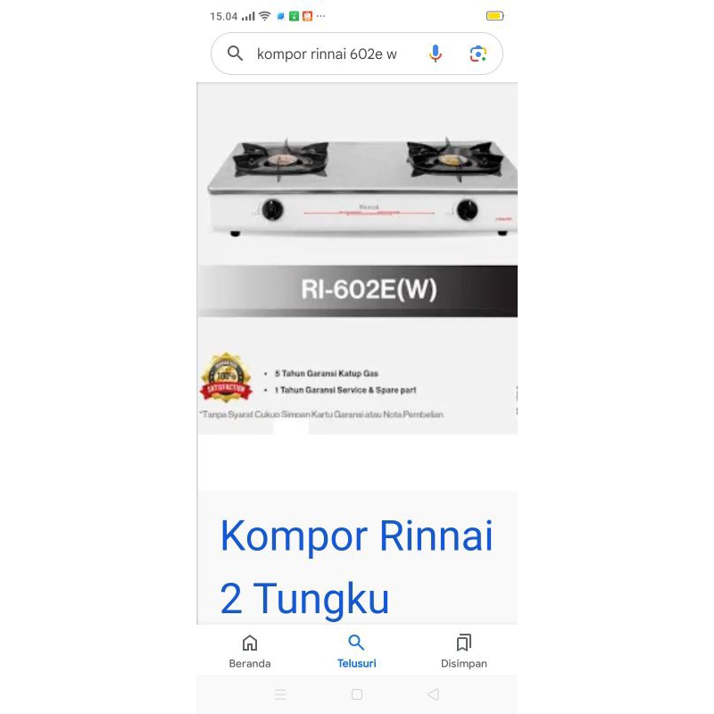 kompor 2tungku Rinai 602w