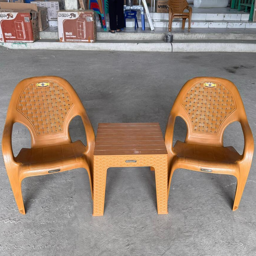 RB 1 Set 2 Kursi BIG N932P + MAPAN 45 - 1SET Kursi Santai Napolly 932 / Kursi Santai Plastik / Kursi
