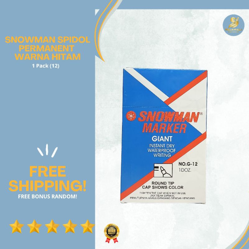 

Snowman Spidol Permanent ( 3, 5, 12 Pcs ) | Warna Hitam | No.G-12