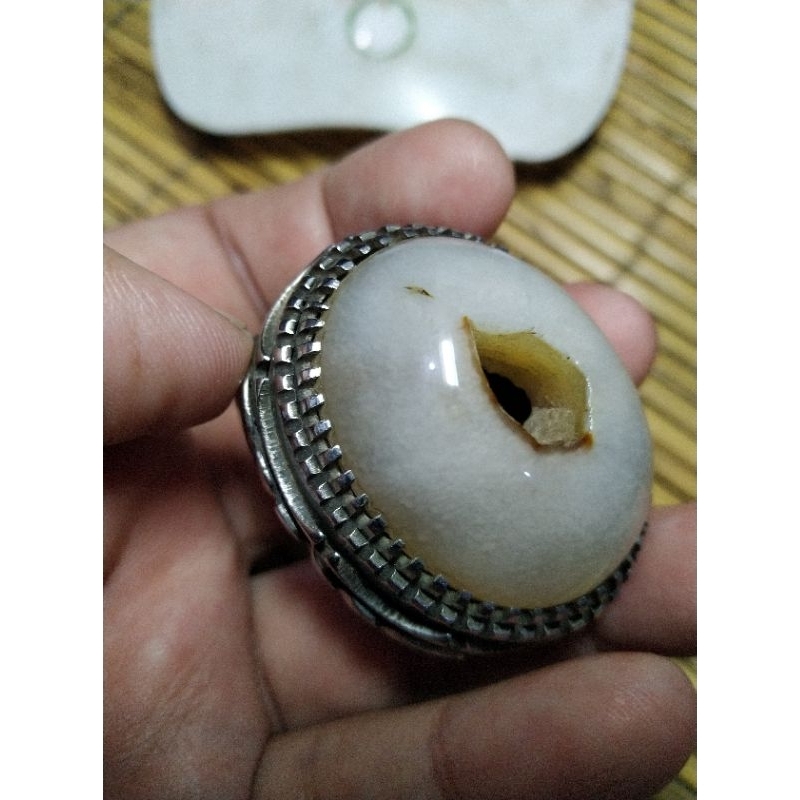 Batu Akik Pandan kapas Babon Combong Unik kode T1/48