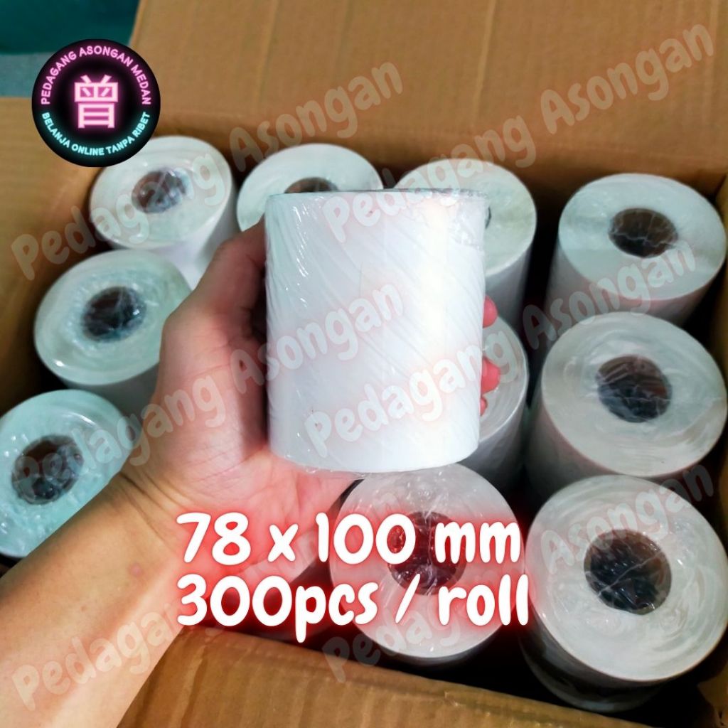 

Kertas Thermal Label Stiker Barcode 78x100 mm 300pcs (1 Roll)