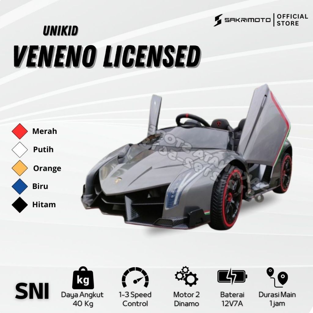 Mainan Anak Mobil Aki Lamborghini Veneno Lisensi