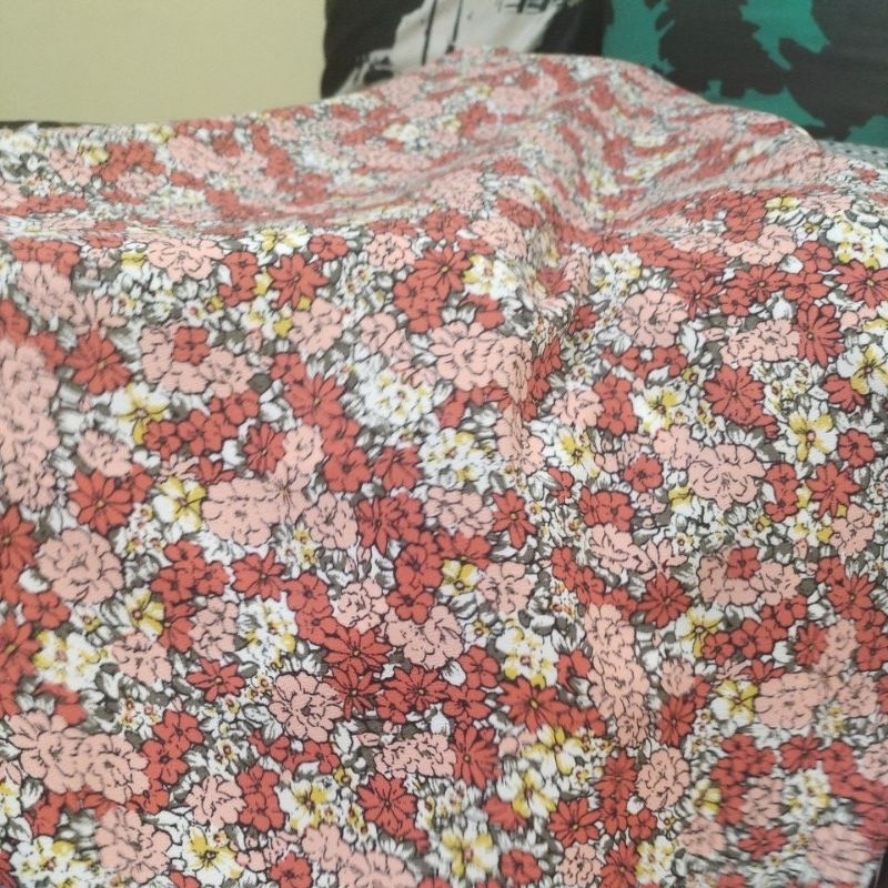 kain ceruty zara motif dzc - kain ceruty zara motif bunga kecil - bahan Gamis syar'i