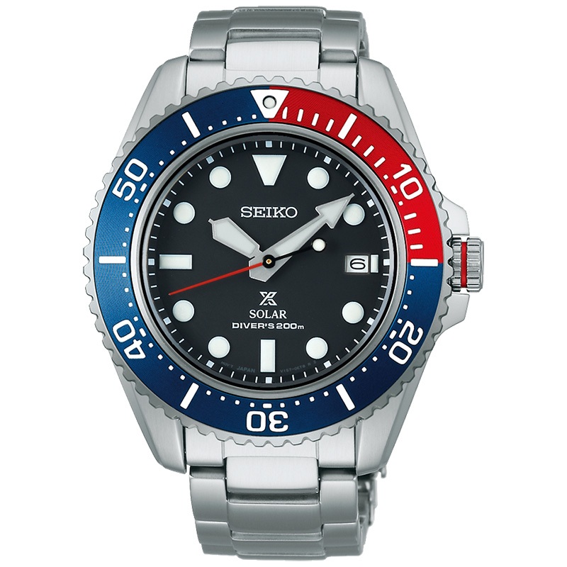 Seiko Prospex SNE591P1 Solar Divers Pepsi Black Dial Stainless Steel - Jam Tangan Seiko Original