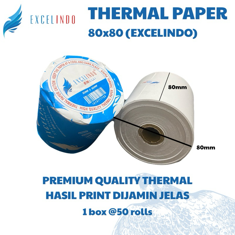 

(1 DUS/50 ROLL) Kertas Thermal Paper 80x80 HASIL PRINT JELAS PREMIUM QUALITY