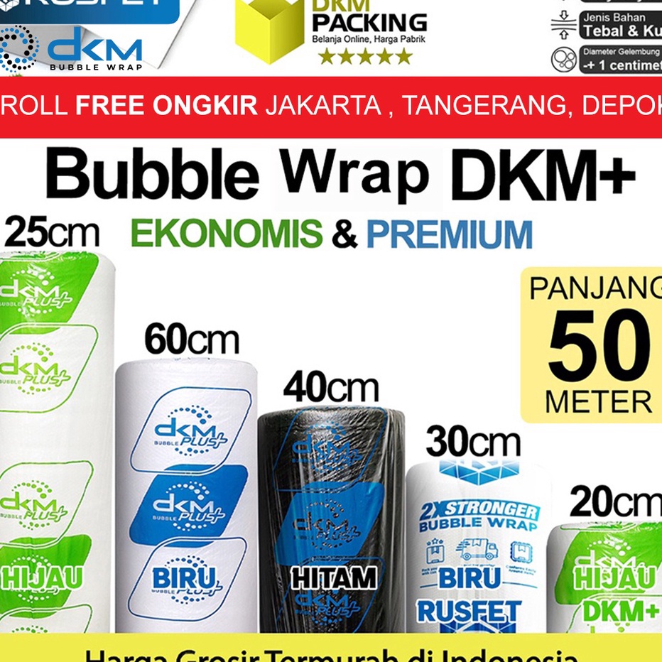 

KF7 Plastik Bubble Wrap 5Meter Bubblewrap DKM PLUS Bubble Packing PREMIUM EKONOMIS ROLL