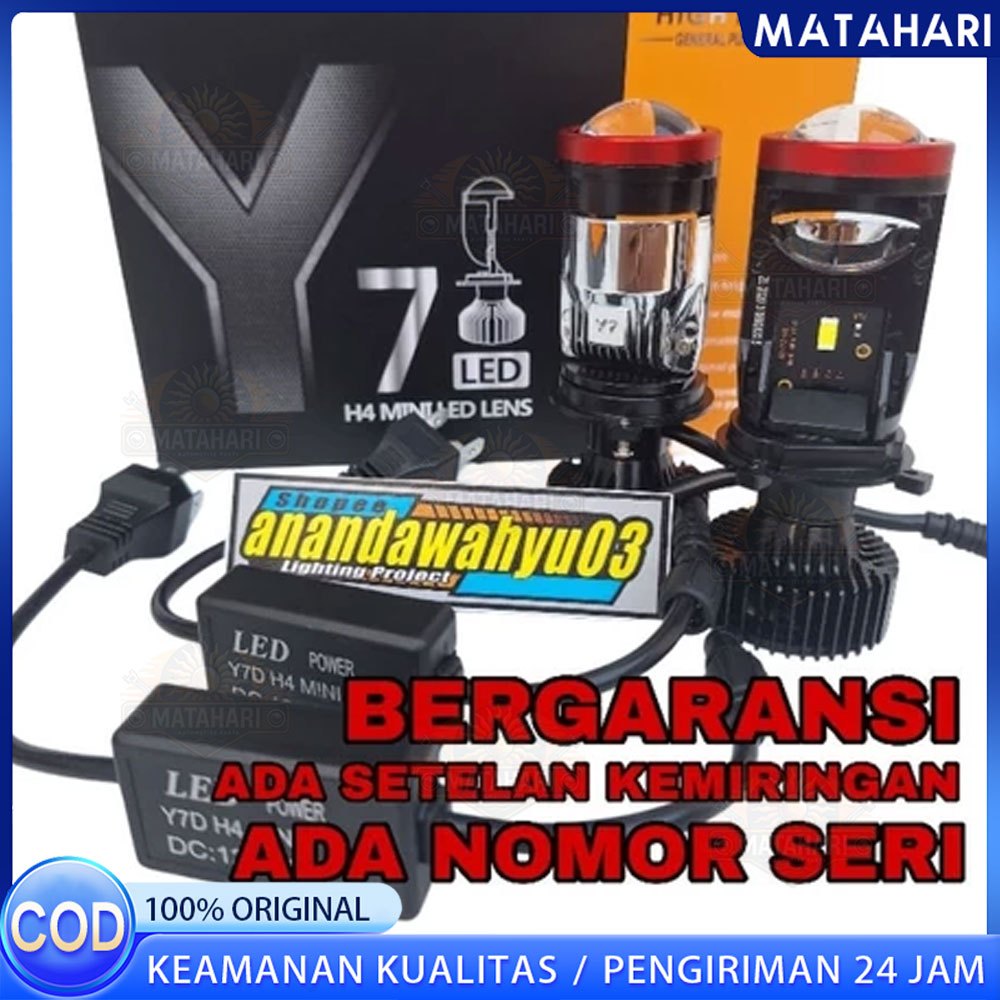 Lampu Led Mobil Dan Motor H4 Mini PJECTOR PROJIE Y7D SUPER BRIGHT 50 Watt Biled / Mini Projie Y7D H4