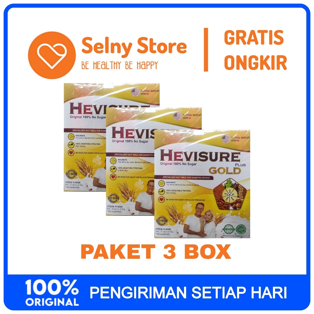 

3 Box Hevisure Gold Susu Diabetes Dan Kencing Manis Original Asli