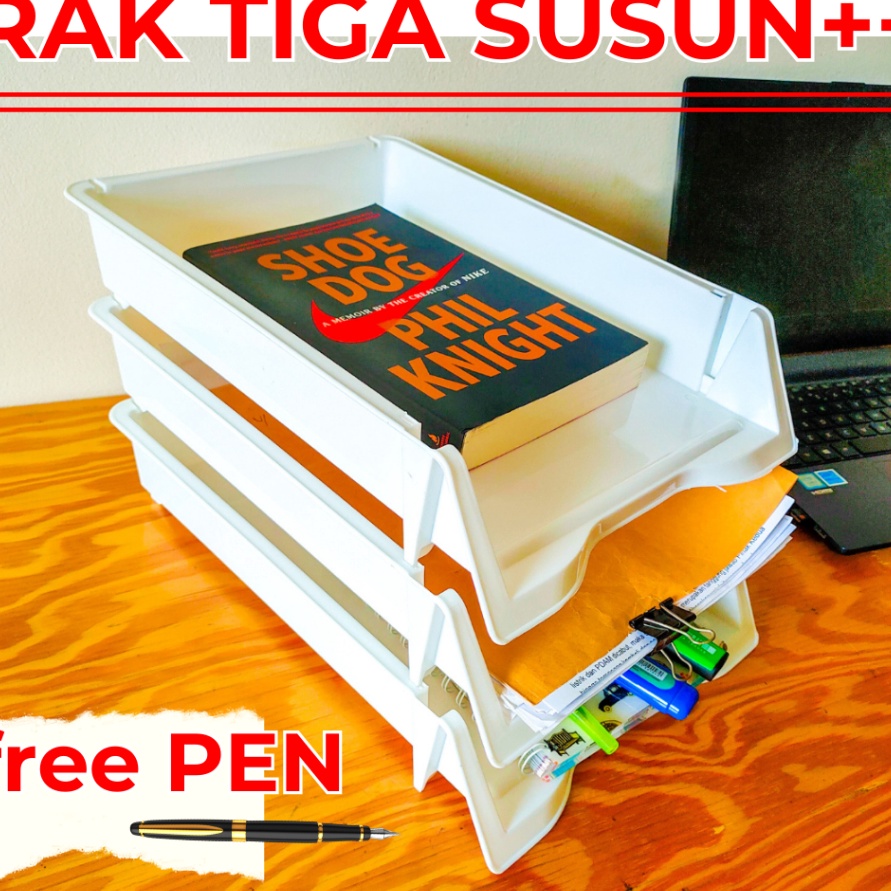 PROMO BRAND Rak Kertas Dokumen Surat HVS Meja Susun Kantor Plastik Letter Tray Serba a 3 Susun F4 Fo