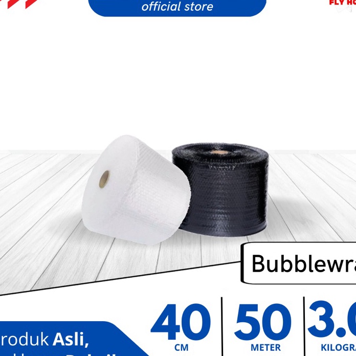 

berkualitas FLYHOME Bubble wrap hitam putih roll 4cm 5meter bubblewrap
