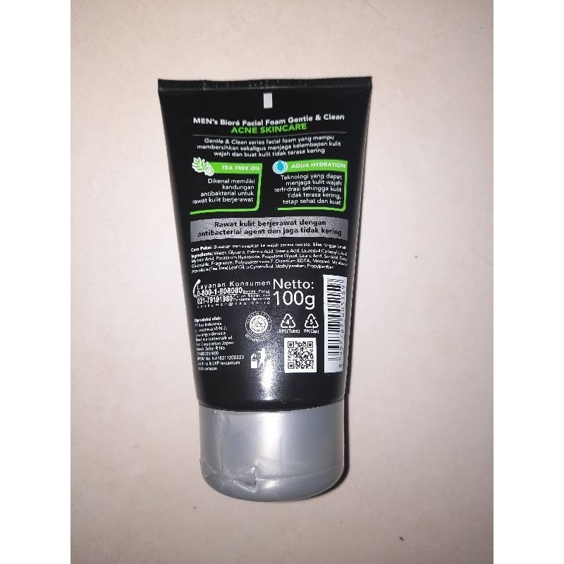 Biore mens acne skincare gentle & clean 100 gr