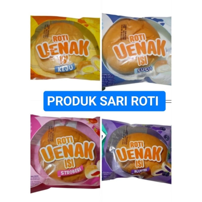 

[Pembelian Minimal 5 Pcs] Roti UENAK Isi Stroberi/Bluberi/Susu/Keju ( Produk Sari Roti)