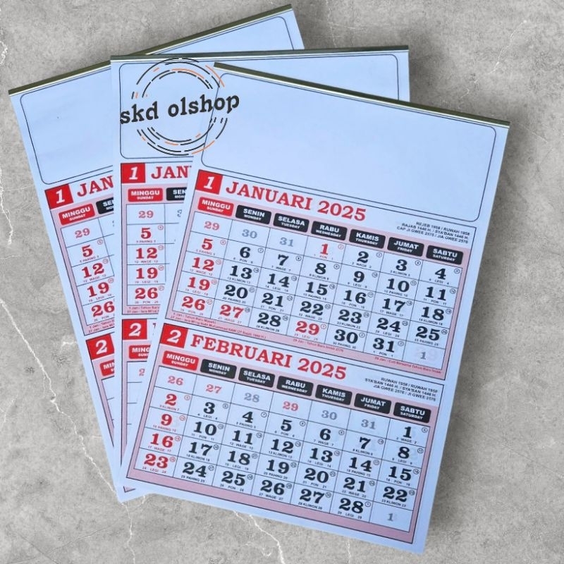 

Kalender kerja tahun 2025 dwibulanan MJ 6 lembar 2 bulanan 31x45cm kertas baru(terima casrume cetak merek)