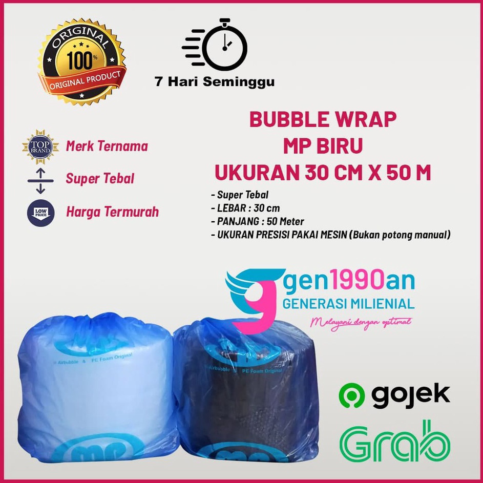 

Terjangkau Plastik Bubble Wrap 5 m x 3 cm bks Paling Tebal Aman Mulia Pack Biru